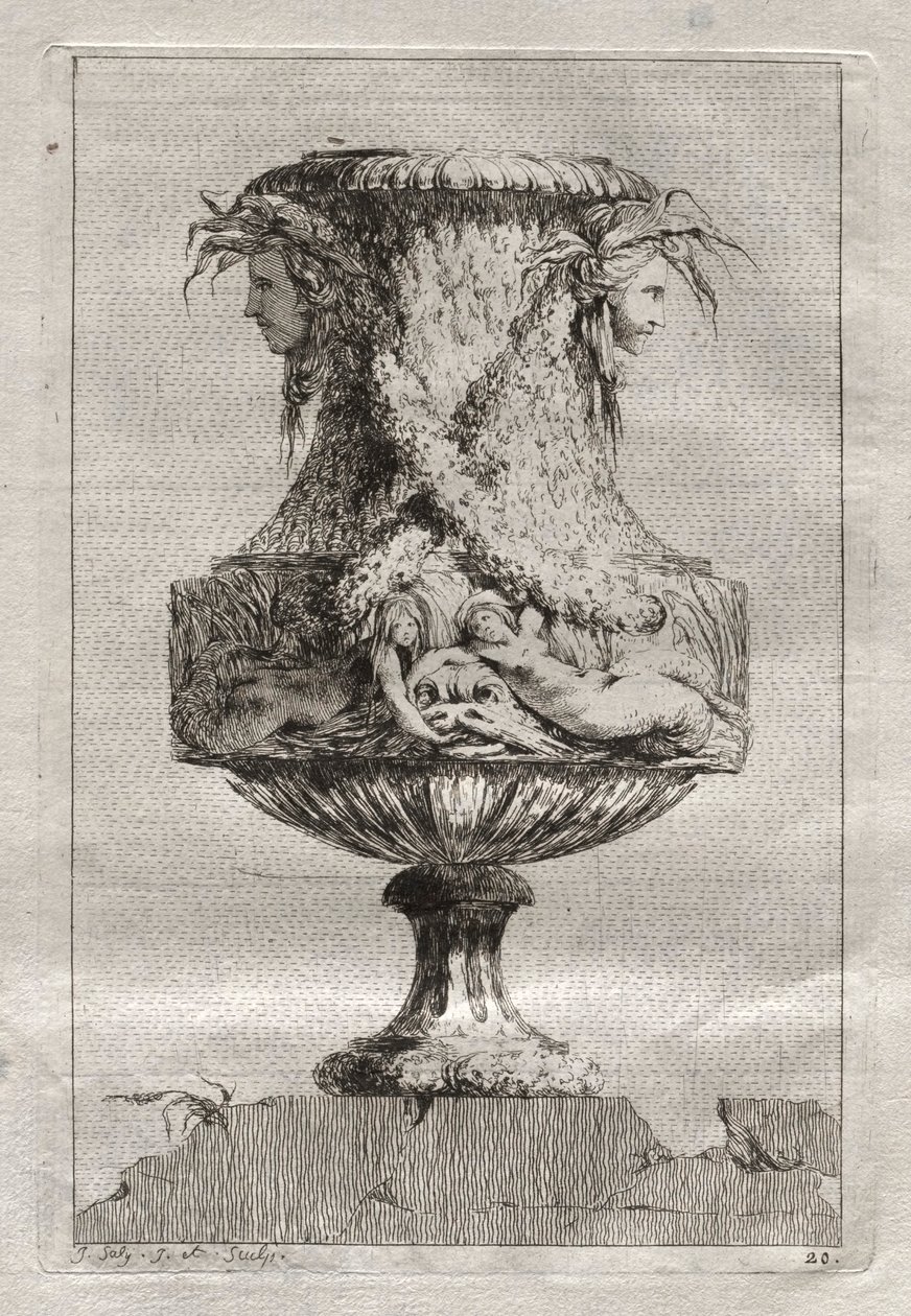 Suite de jarrones: Placa 20, 1746 de Jacques Francois Joseph Saly