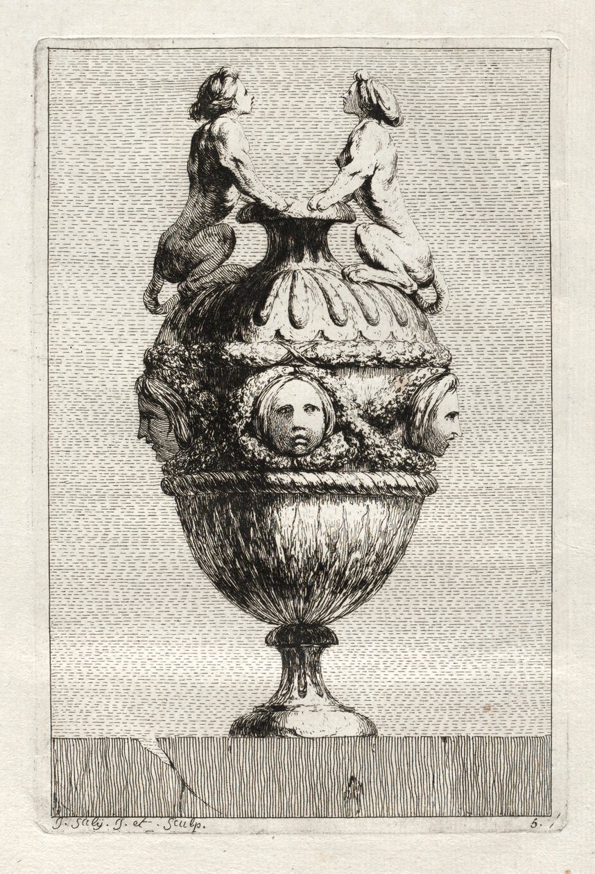 Suite de jarrones: Placa 5, 1746 de Jacques Francois Joseph Saly