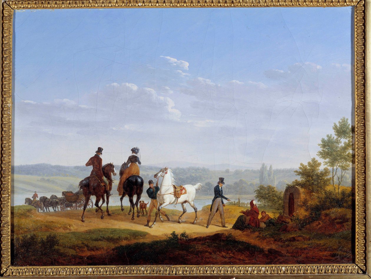 Paisaje con figuras y jinetes de Jacques Francois Joseph Swebach