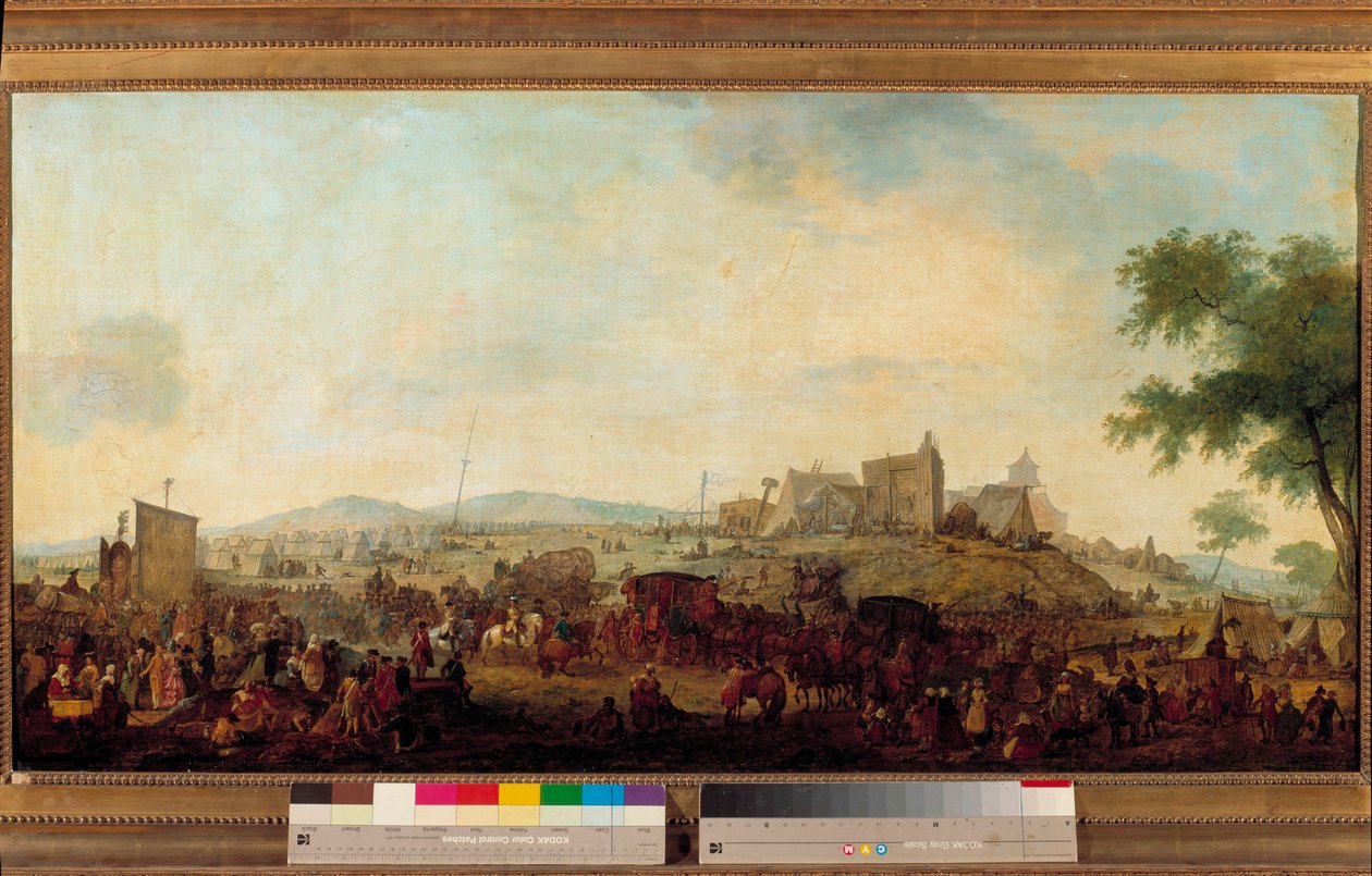 Vista del campamento de maniobras militares establecido bajo el mando del Príncipe de Condé cerca de Saint Omer del 5 de agosto al 25 de septiembre de 1788 de Jacques Francois Joseph Swebach