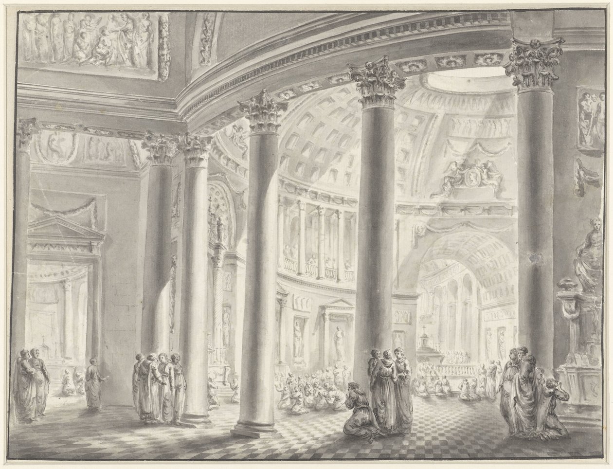 Interior de una iglesia con cúpula de Jacques François Blondel