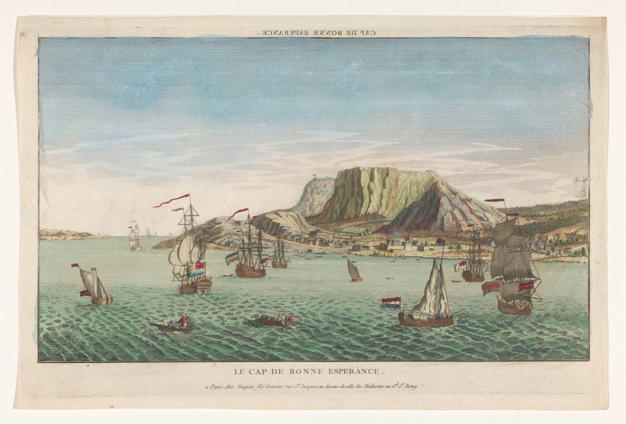 Vista del Cabo de Buena Esperanza en Sudáfrica Cap de Bonne Esperance (título sobre el objeto) de Jacques Gabriel Huquier