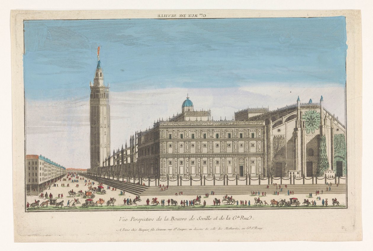 Vista de la Catedral de Sevilla Gde. rue de Sevilla (título sobre objeto) de Jacques Gabriel Huquier