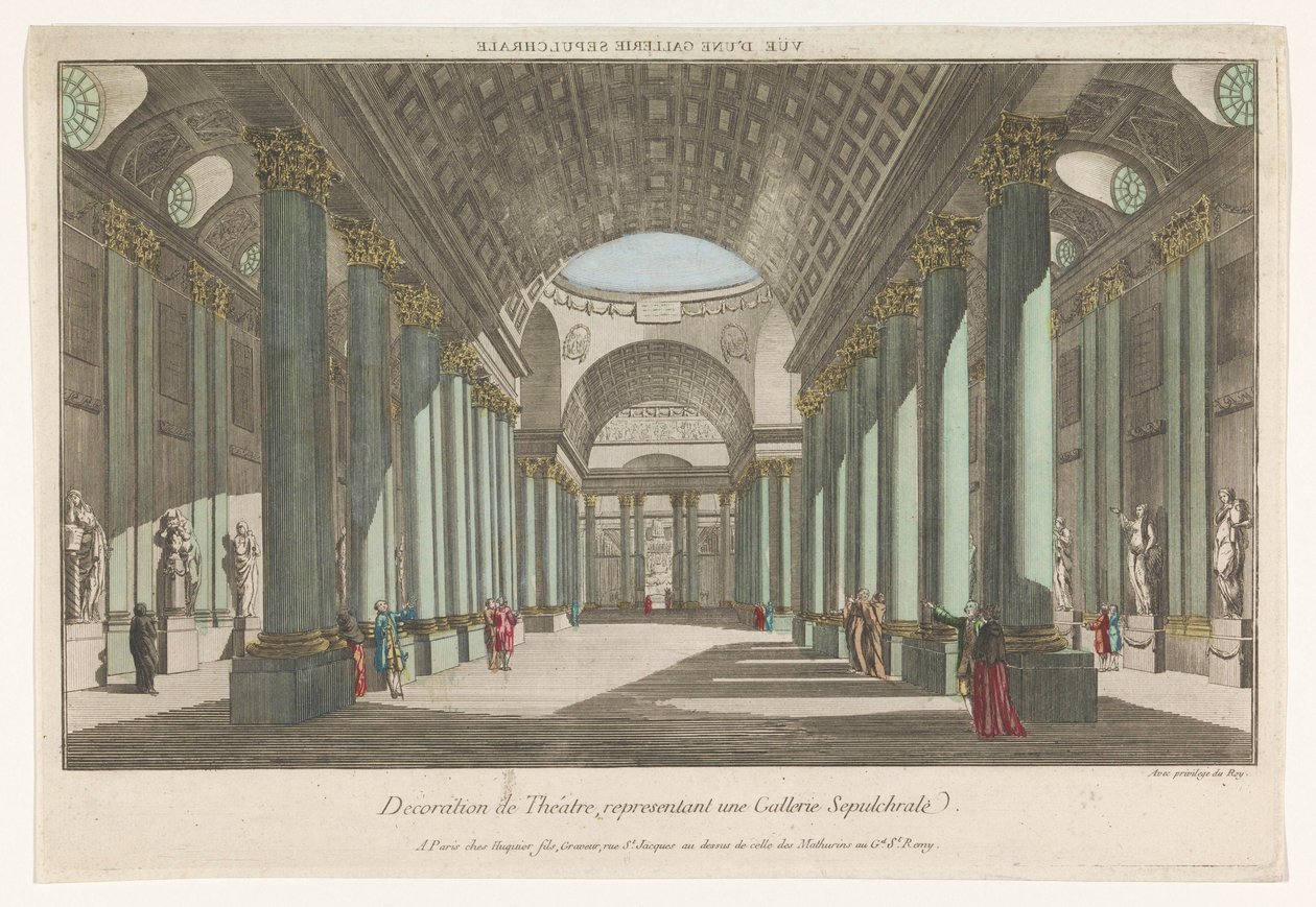 Vista de una galería con esculturas sepulcrales
Vüe d