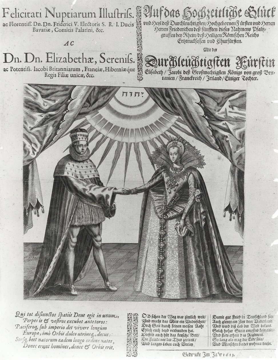Un panfleto sobre la boda de Federico V, Elector Palatino, y la Princesa Isabel de Inglaterra, 1613 de Jacques Granthomme