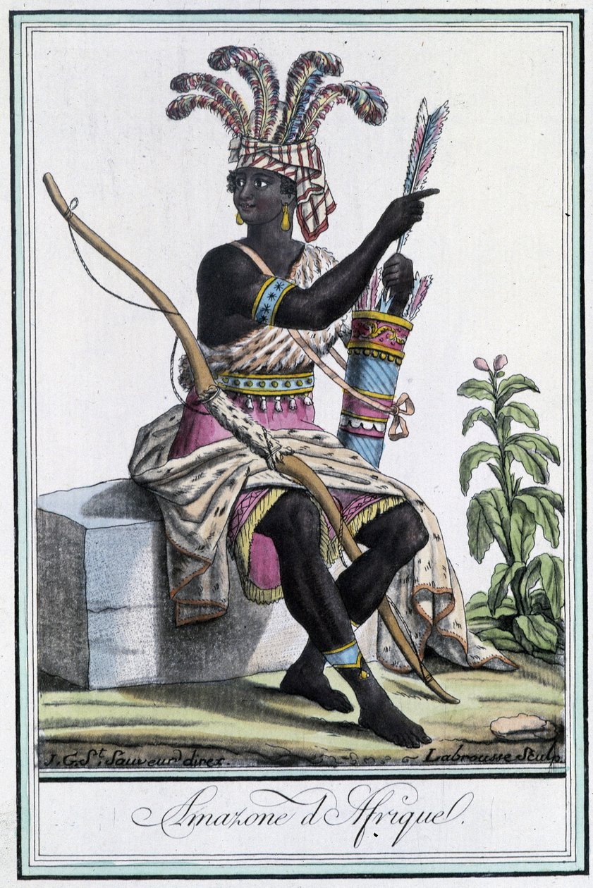 Amazonas de África - en "Enciclopedia de Viajes" por Grasset St Sauveur, ed. 1796 de Jacques Grasset de Saint Sauveur