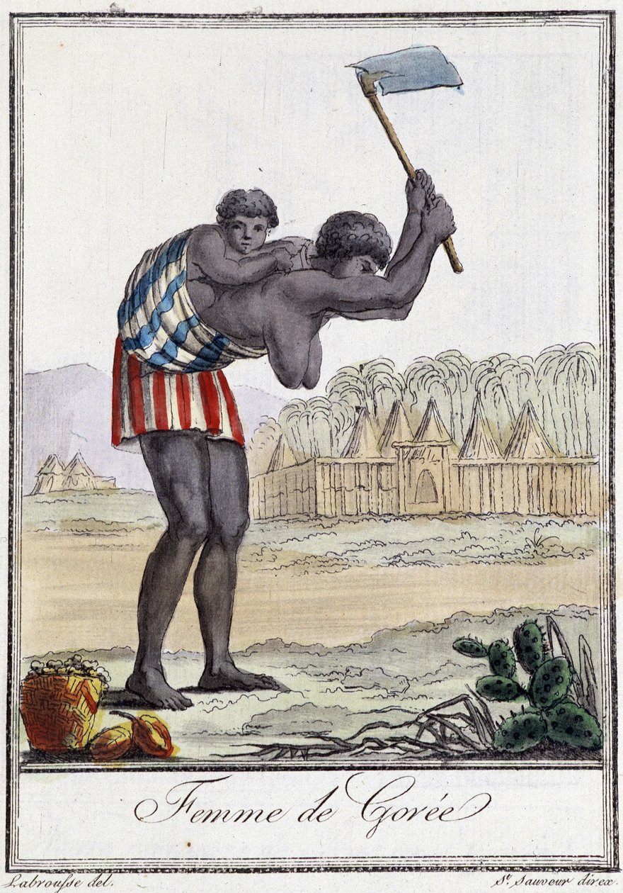 Mujer de Gorée (Senegal) - en “Enciclopedia de Viajes” de Grasset St Sauveur, ed. 1796 de Jacques Grasset de Saint Sauveur