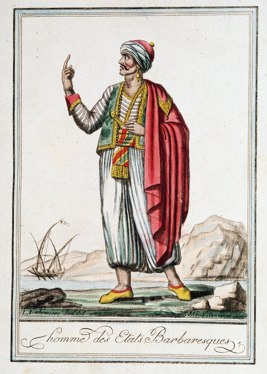 Hombre de los Estados Bárbaros, “Enciclopedia de Viajes” de J. Grasset Saint-Sauveur (Saint Sauveur) de Jacques Grasset de Saint Sauveur
