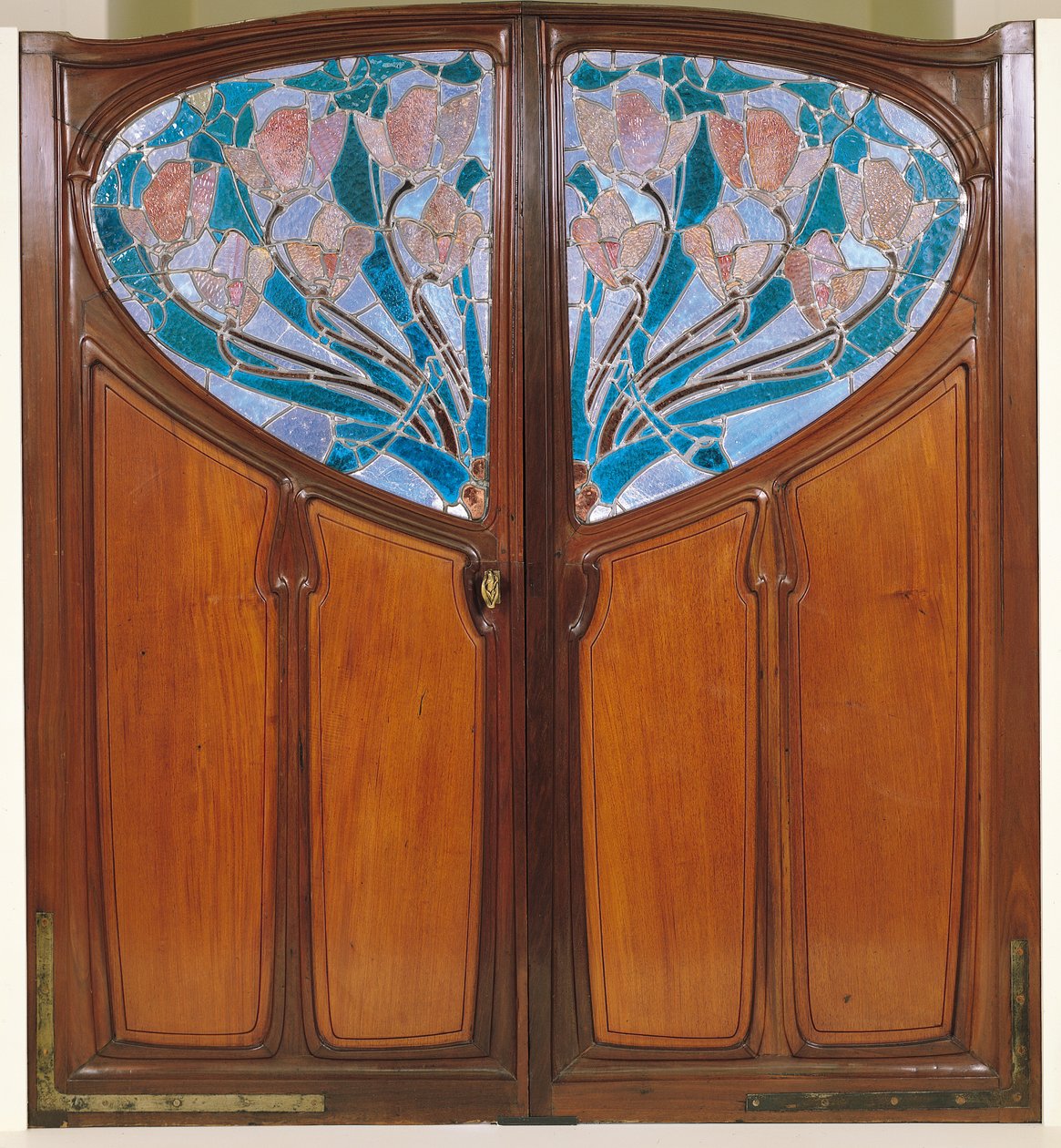 Puerta doble, diseñada por Jacques Gruber (1870-1936) Emile Andre (1880-1941) y Eugene Vallin (1856-1922) para Vaxelaire et Cie. de Jacques Gruber