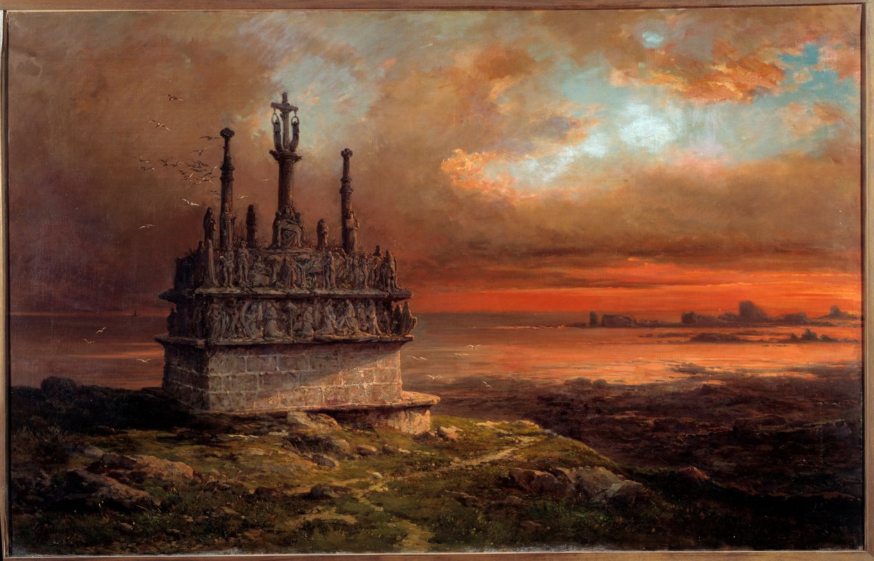 El Calvario de Tronoen al atardecer de Jacques Guiaud