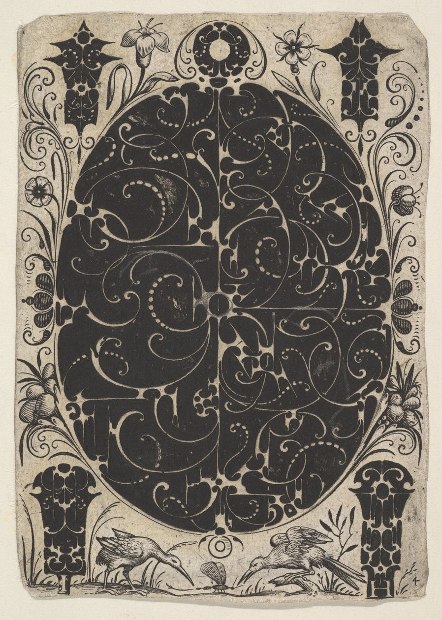 Estuche ovalado decorado con Schweifwerk en dos variantes, rodeado de motivos más pequeños..., ca. 1614-19 de Jacques Hurtu