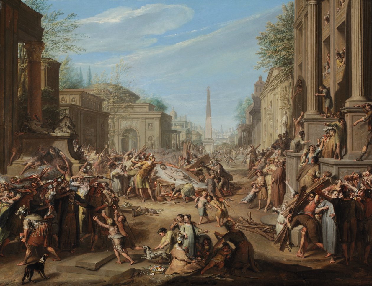 Los tumultos en Roma después de la muerte de César de Jacques Ignatius de Roore
