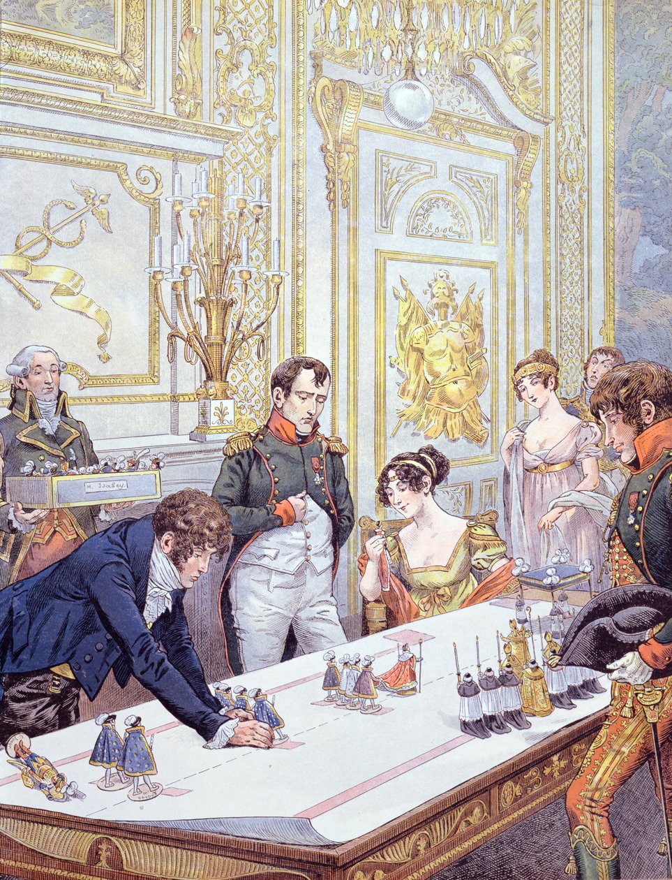 Napoleón (1769-1821) y su esposa Josefina (1763-1814) preparando la coronación, ilustración de 