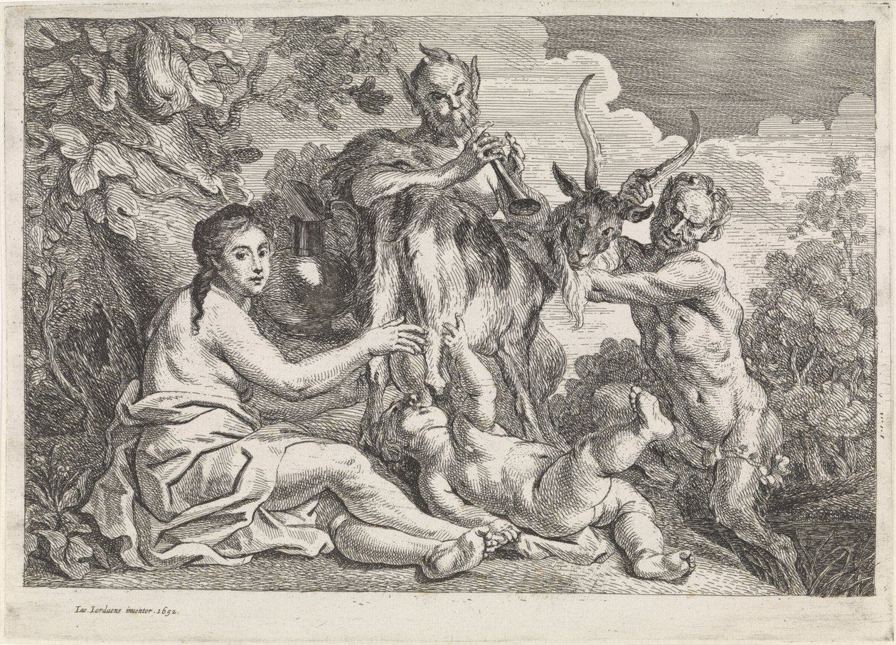 El niño Júpiter es alimentado por la cabra Amaltea de Jacques Jordaens