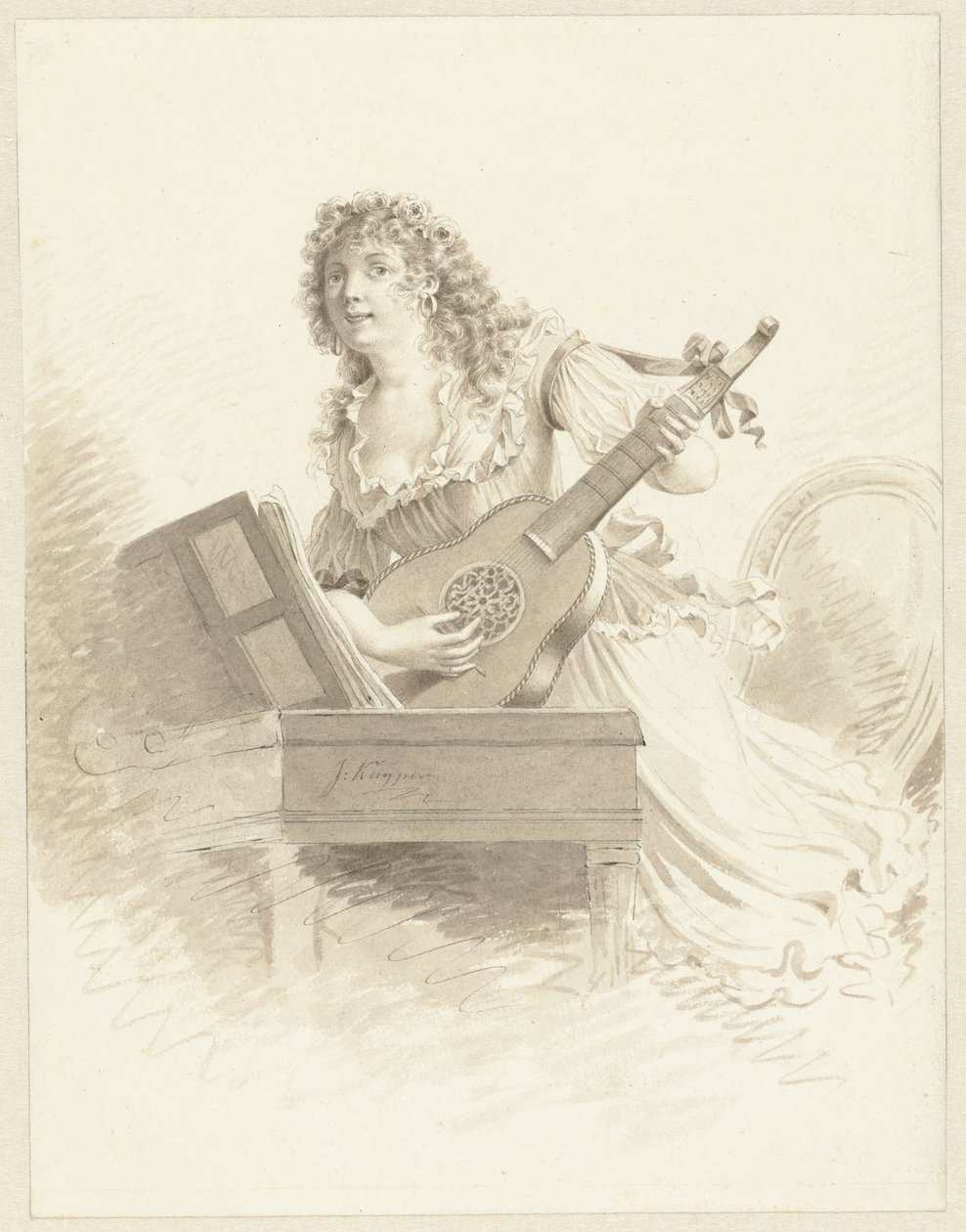 Señora tocando una guitarra dama con una guitarra de Jacques Kuyper