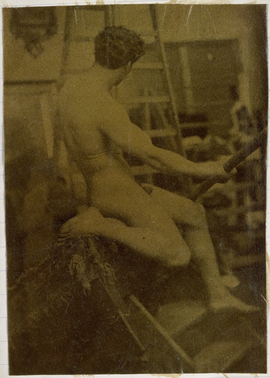 Estudio de un modelo de desnudo masculino, visto de espaldas, en el estudio de Jacques de Lalaing de Jacques Lalaing (attributed to)