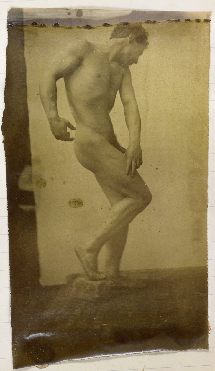 Estudio de un modelo de desnudo masculino, de pie y visto de lado, en el estudio de Jacques de Lalaing de Jacques Lalaing (attributed to)