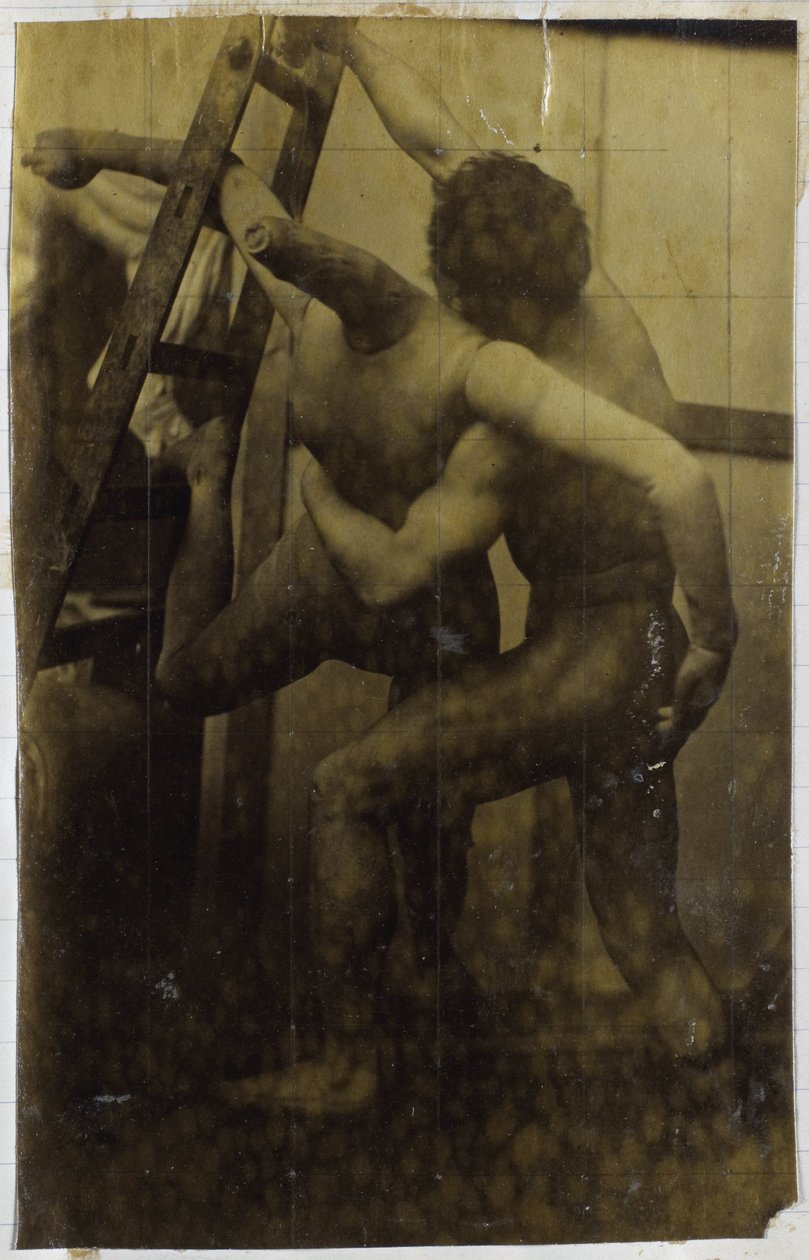 Estudio de un modelo de desnudo masculino luchando con una muñeca, en el estudio de Jacques de Lalaing de Jacques Lalaing (attributed to)