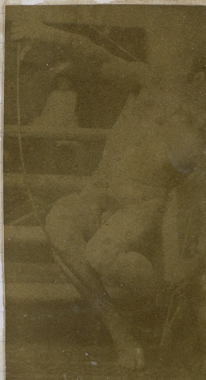 Estudio de un modelo desnudo masculino sentado en un escalón, visto de frente con una cuerda y un lazo en el regazo, en el estudio de Jacques de Lalaing de Jacques Lalaing (attributed to)