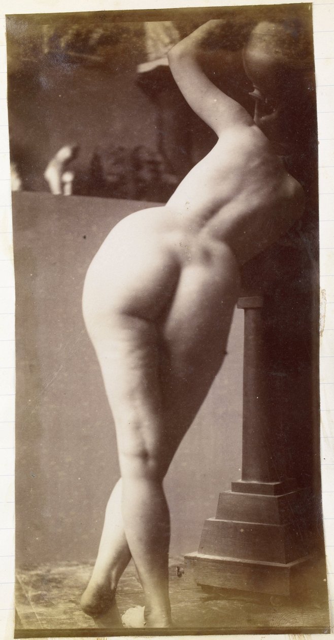 Estudio de un modelo de desnudo femenino, visto de espaldas, en el taller de Jacques de Lalaing, estudio preliminar para una fuente circular de Jacques Lalaing (attributed to)