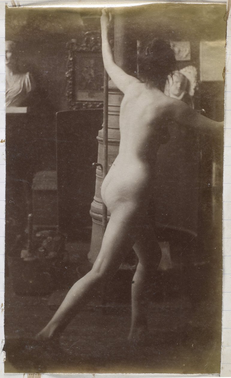 Estudio de modelo de desnudo femenino, visto de espaldas, en el estudio de Jacques de Lalaing de Jacques Lalaing (attributed to)