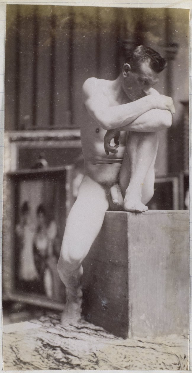 Estudio de un modelo de desnudo masculino sentado en el estudio de Jacques de Lalaing de Jacques Lalaing (attributed to)
