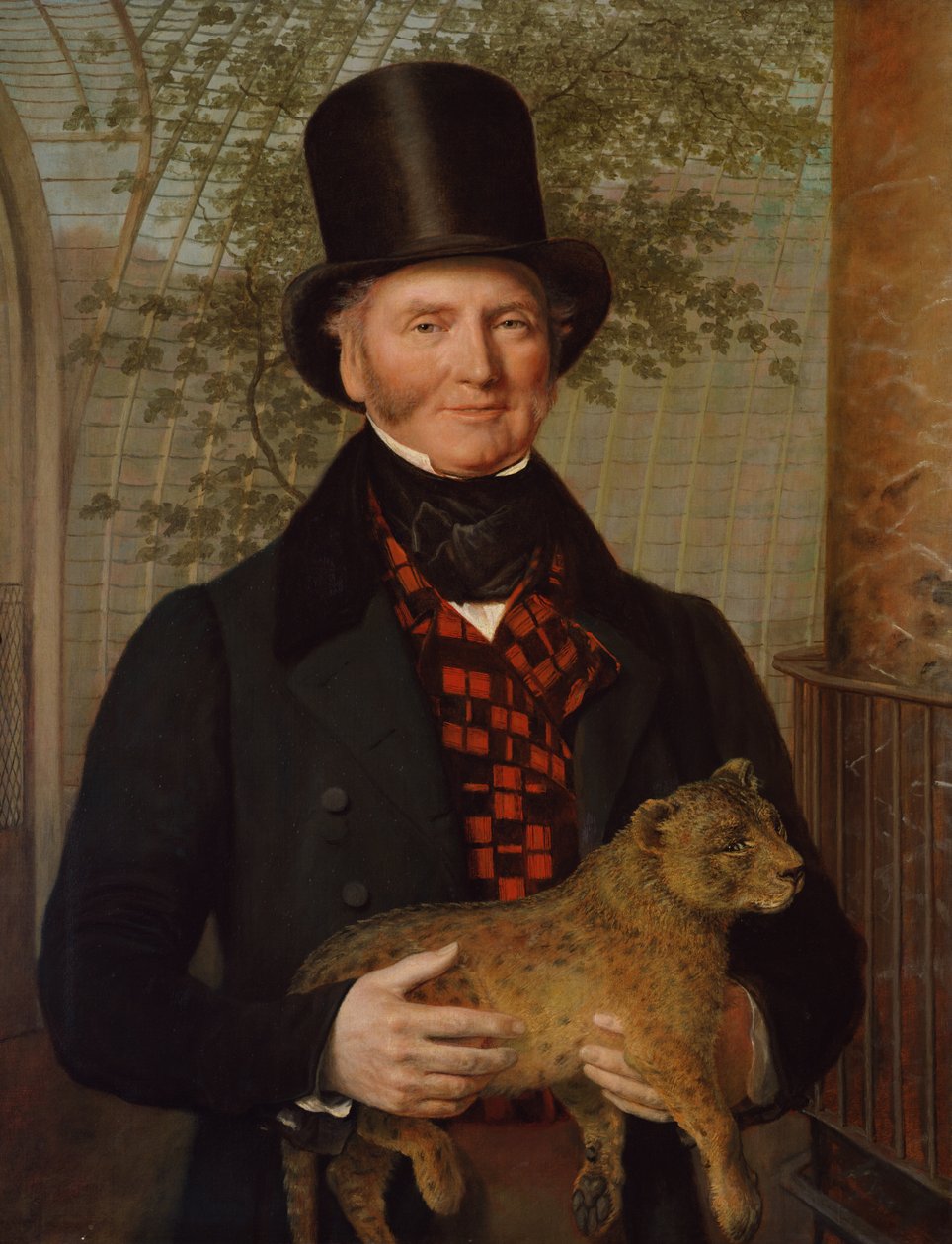 Retrato de Edward Cross, sosteniendo un cachorro de león, 1838 de Jacques Laurent Agasse