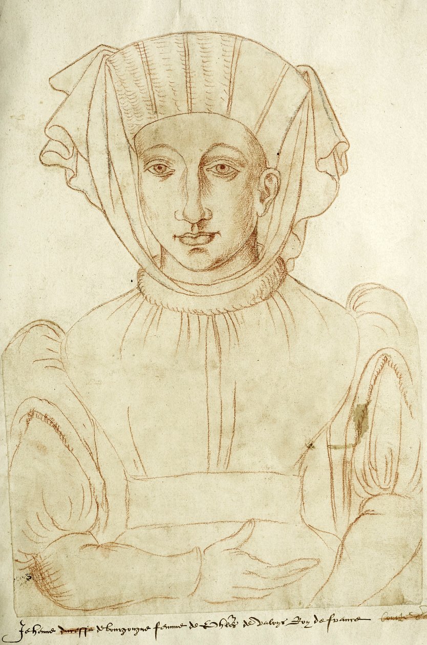 "Jehenne de Bourgongne esposa de Philippes de Valoys rey de Francia", fol. 6 del Recueil d