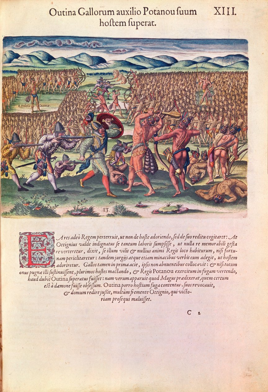 Los Franceses Ayudan a los Indios en la Batalla, de 