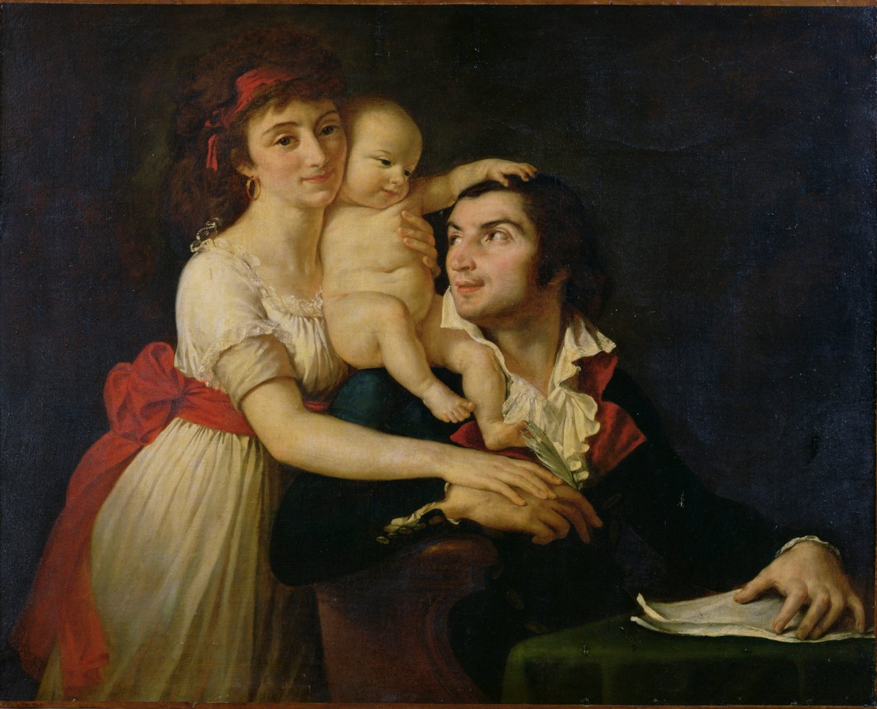 Camille Desmoulins (1760-94), su esposa Lucile (1771-94) y su hijo Horace-Camille (1792-1825) c.1792 de Jacques Louis (workshop of) David