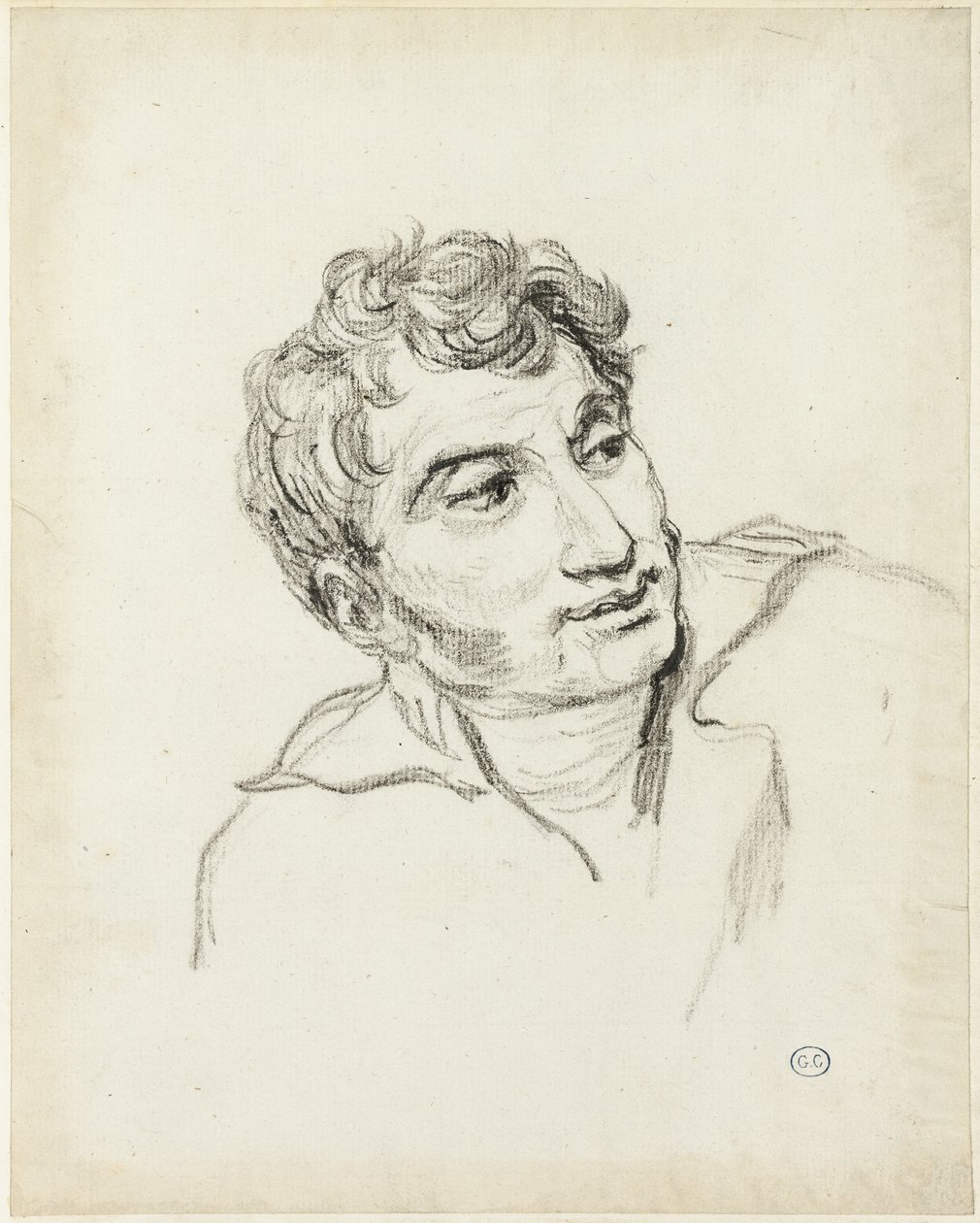 Busto de hombre, cabeza girada a la derecha de Jacques Louis David