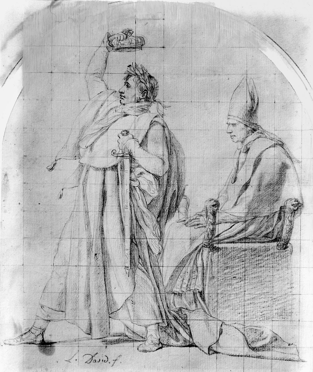 El emperador Napoleón coronándose a sí mismo, c.1804/07 de Jacques Louis David