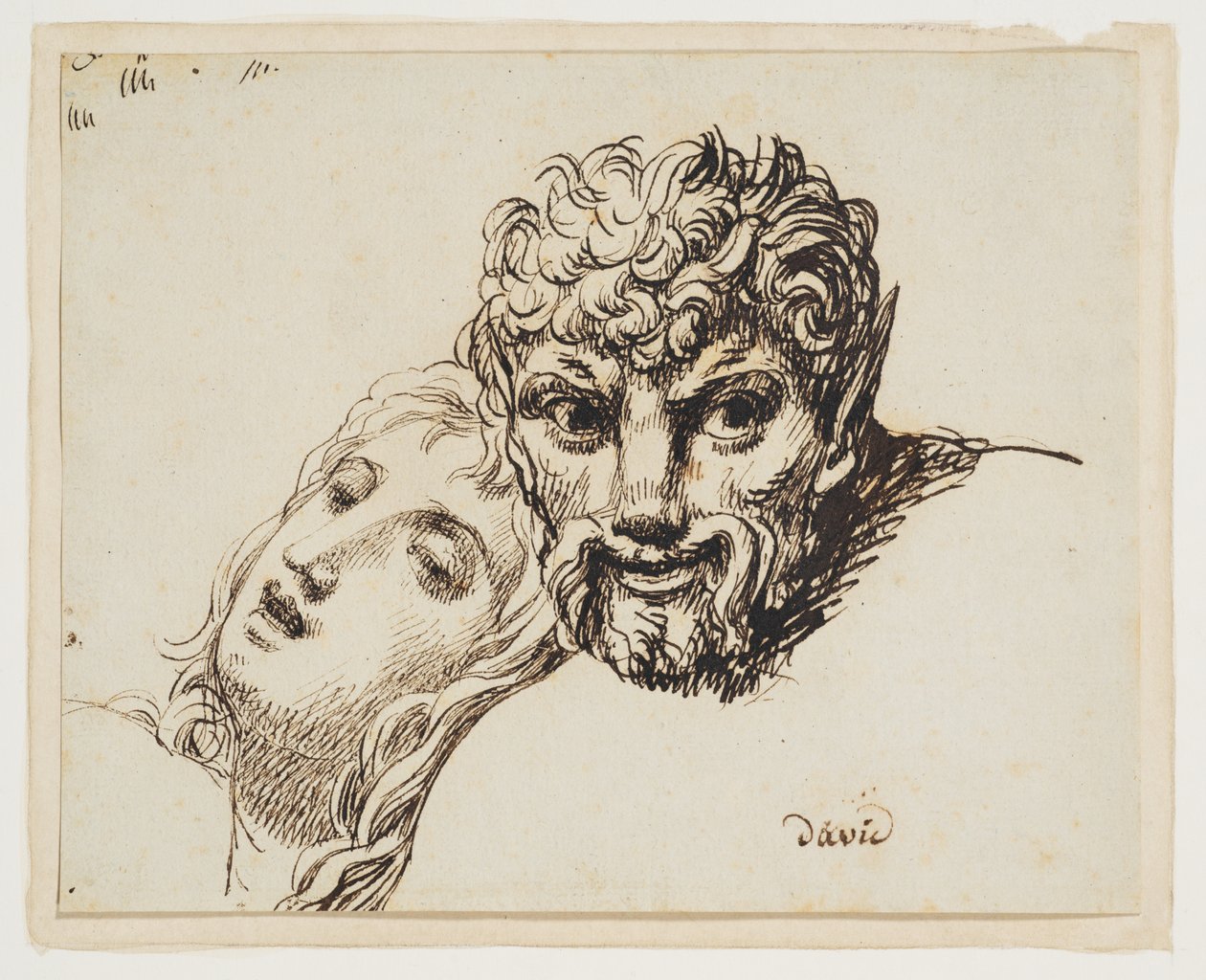 Cabezas de un fauno y una mujer recostada (Las cabezas de una joven y un fauno) de Jacques Louis David
