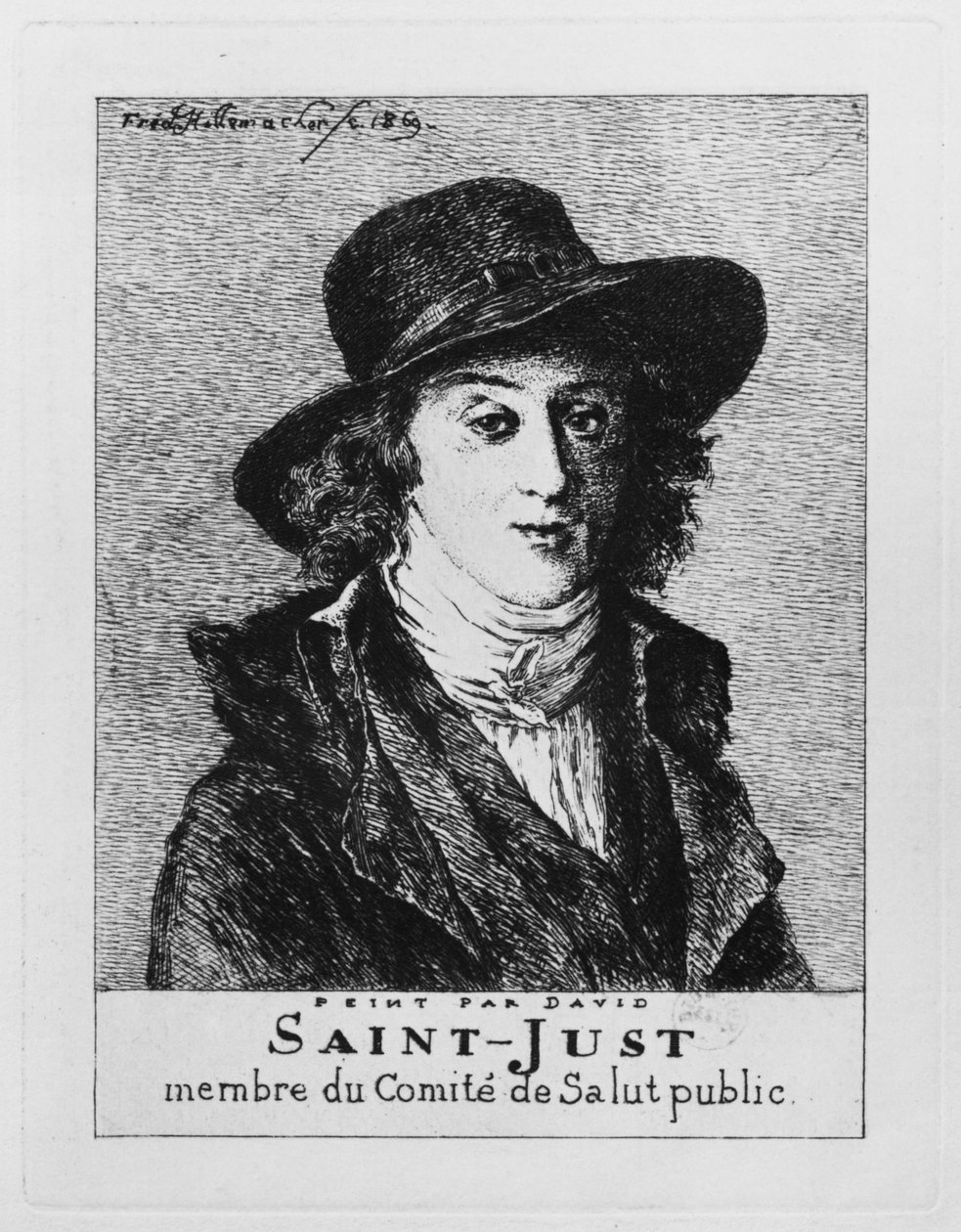 Louis Antoine Leon de Saint-Just, grabado por Frederic Desire Hillemacher, 1869 de Jacques Louis David