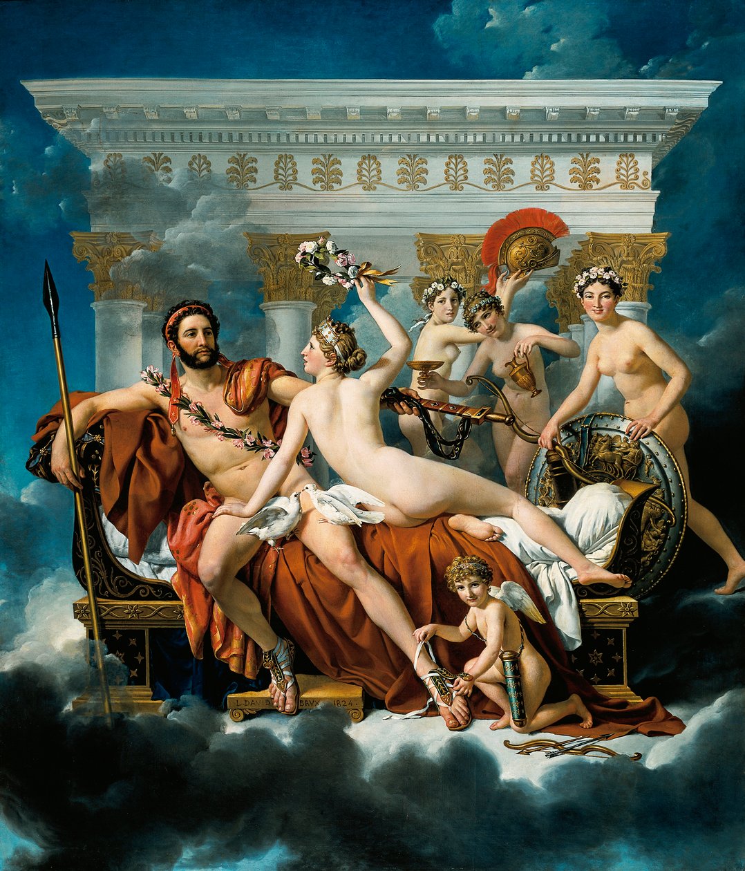 Marte desarmado por Venus y las Tres Gracias de Jacques Louis David
