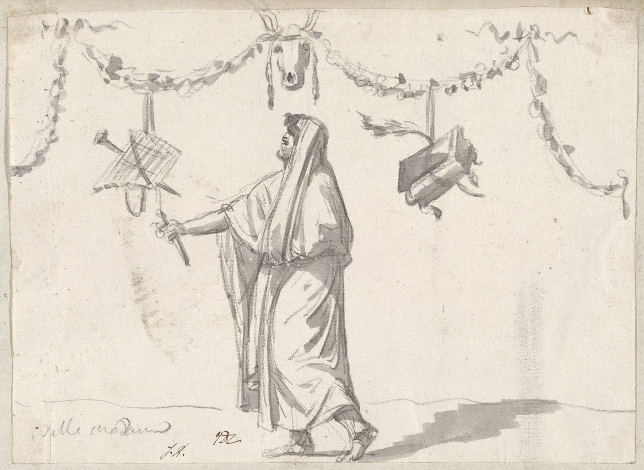 Ornamento con un Hombre Barbudo en Vestimenta Antigua de Jacques Louis David