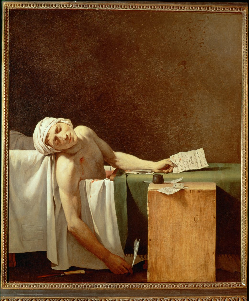 Paul Marat en su baño (pintura sobre lienzo) de Jacques Louis David
