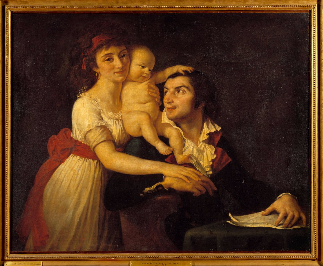 Retrato de Camille Desmoulins (1760-1794), su esposa Lucile (1771-1794) y su hijo Horace Camille (1792-1825) de Jacques Louis David