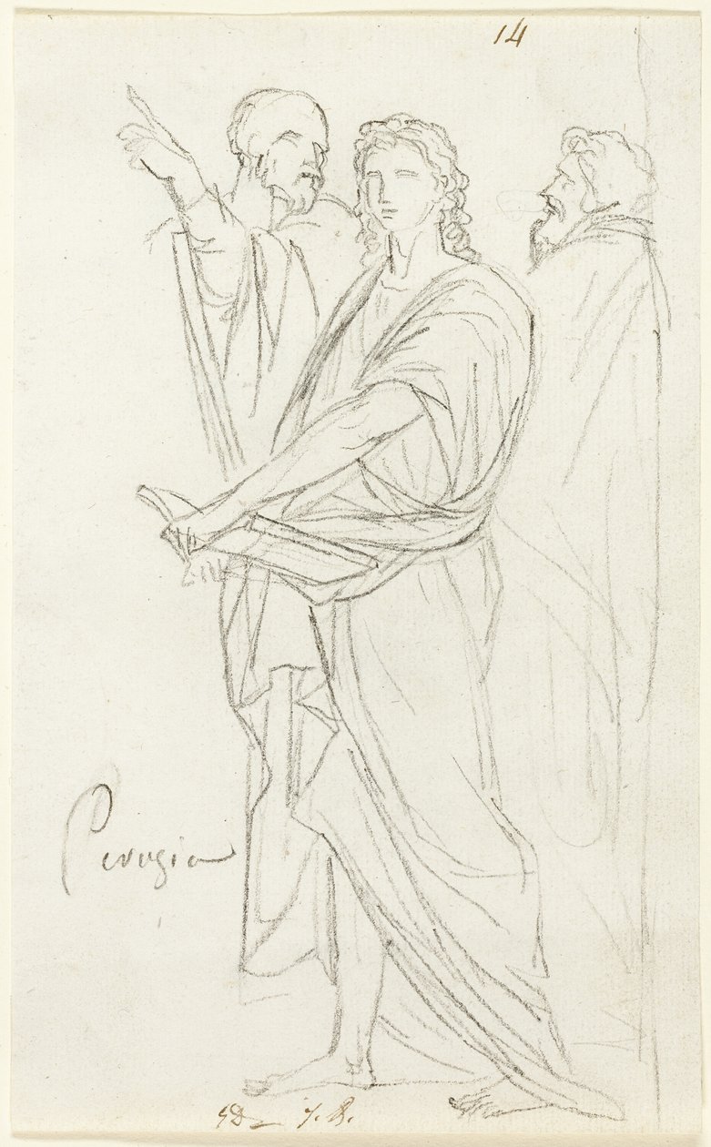 Boceto de Tres Figuras Clásicas de Jacques Louis David