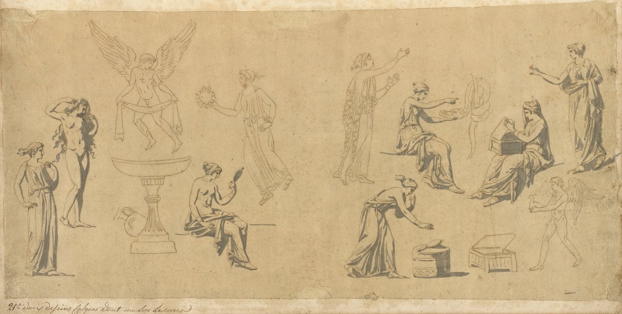 Estudios de Mujeres Clásicas, con Eros de Jacques Louis David