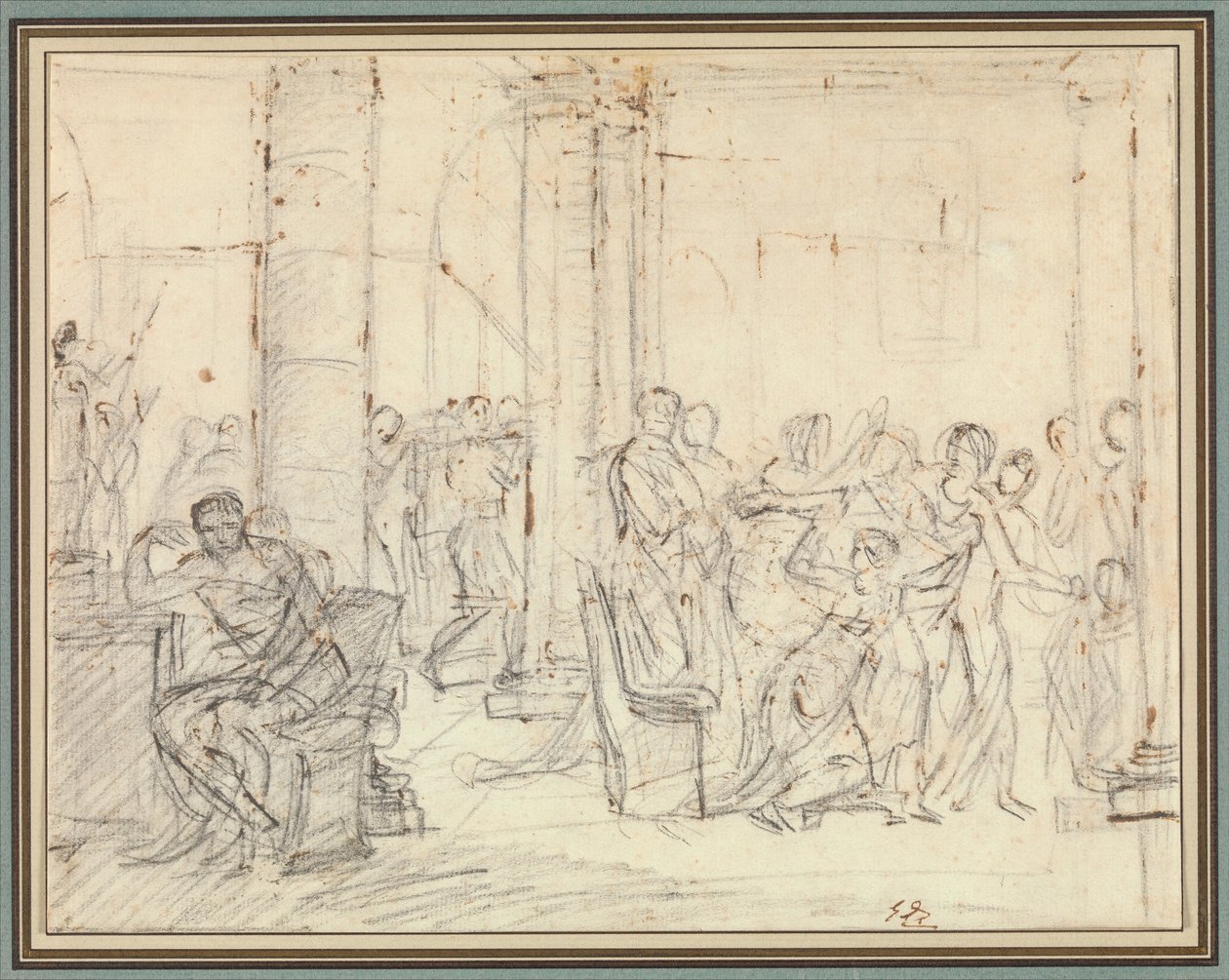 Estudio para Los lictores llevan a Bruto los cuerpos de sus hijos de Jacques Louis David