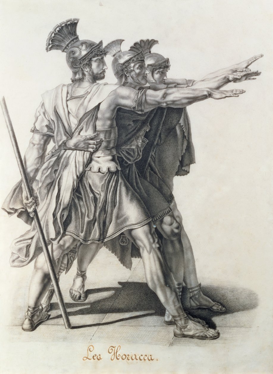 El Juramento de los Horacios, (detalle) de Jacques Louis David