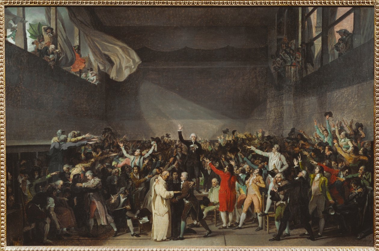 El Juramento del Jeu de Paume, cuando los Tres Estados se negaron a disolverse por orden real ... de Jacques Louis David