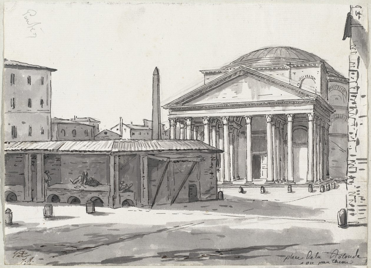 El Panteón visto desde la Piazza de Jacques Louis David