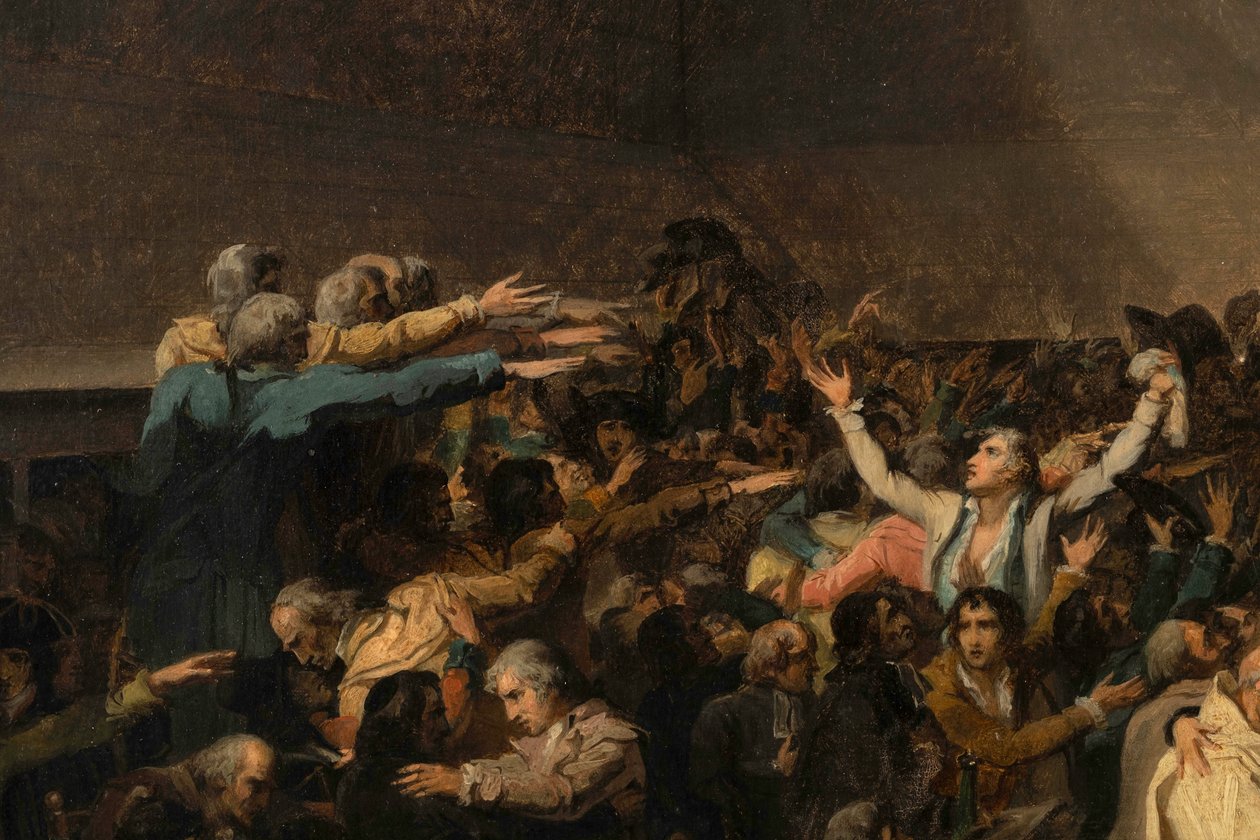Juramento en la pista de tenis, 20 de junio de 1789, detalle de Jacques Louis David