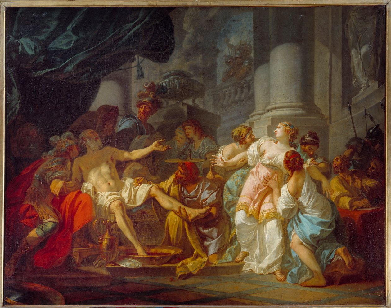 La muerte de Séneca (4 a.C. - 65 d.C.), filósofo romano de Jacques Louis David