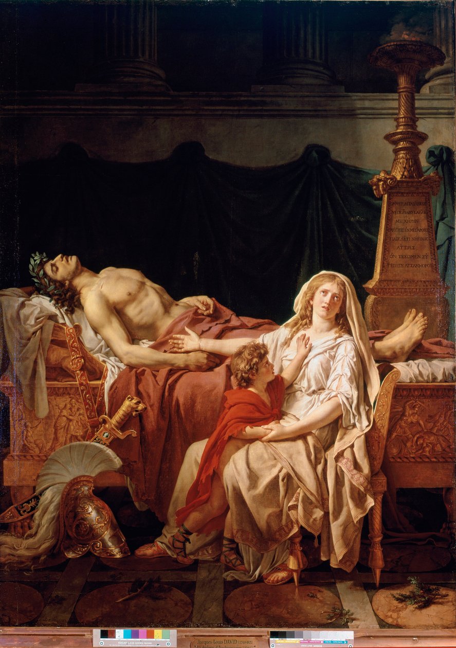 El dolor de Andrómaca, viuda de Héctor, asesinado por Aquiles, representada por el cuerpo de su esposo. Pintura de Jacques Louis David (1748-1825) París, Museo del Louvre de Jacques Louis David