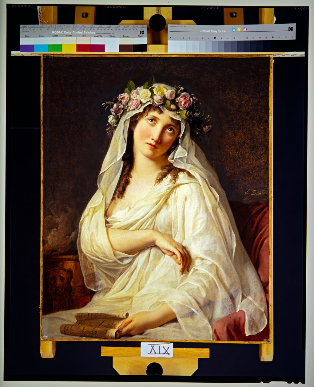 Vestal coronada de flores (lienzo) de Jacques Louis David