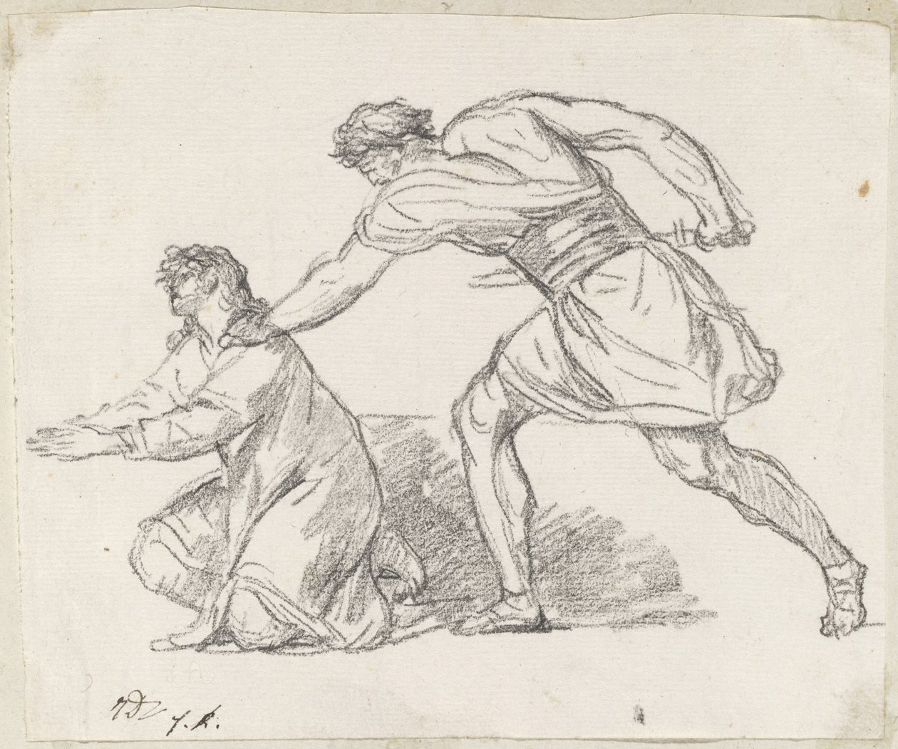 Guerrero Capturando a una Figura Arrodillada de Jacques Louis David