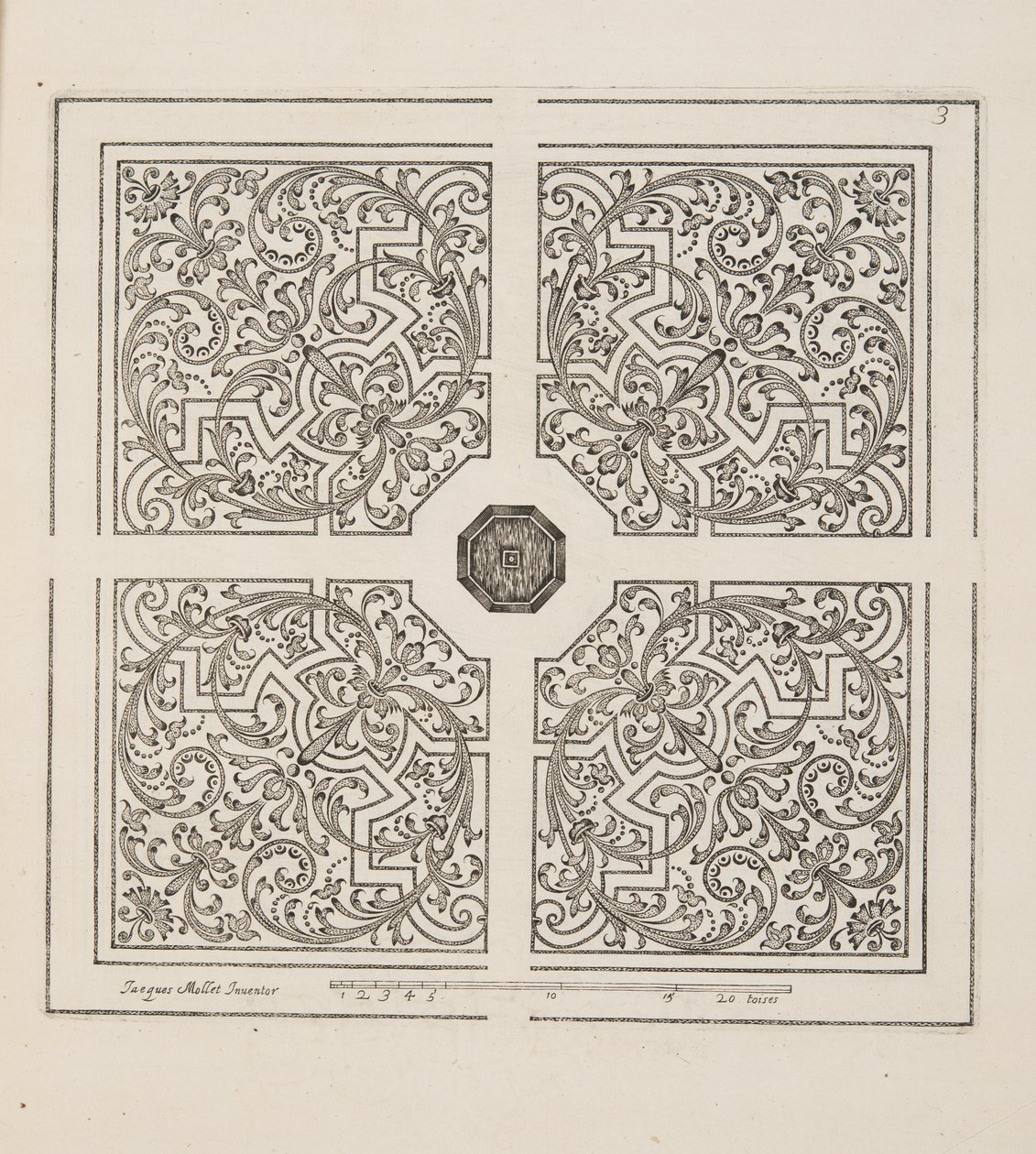 Diseño para Parterre, del Theatre des Plans et Jardinages, pub.1652 de Jacques Mollet